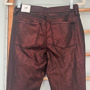 Women's NWT White House Black Market 2P dark rouge foil skinny pants